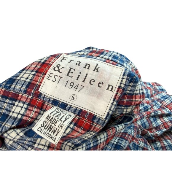 Frank & Eileen Mary Plaid Flannel Shirtdress Red Navy Blue Cotton $298 Size S - Picture 2 of 7